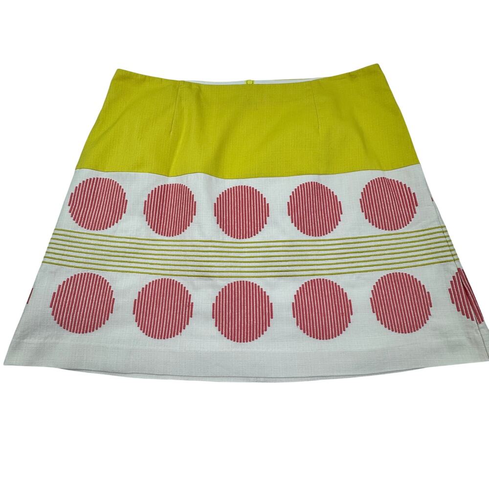 Boden Artsy Art to Wear Geo Print Cotton Embroidered Pencil Skirt Women's 14R